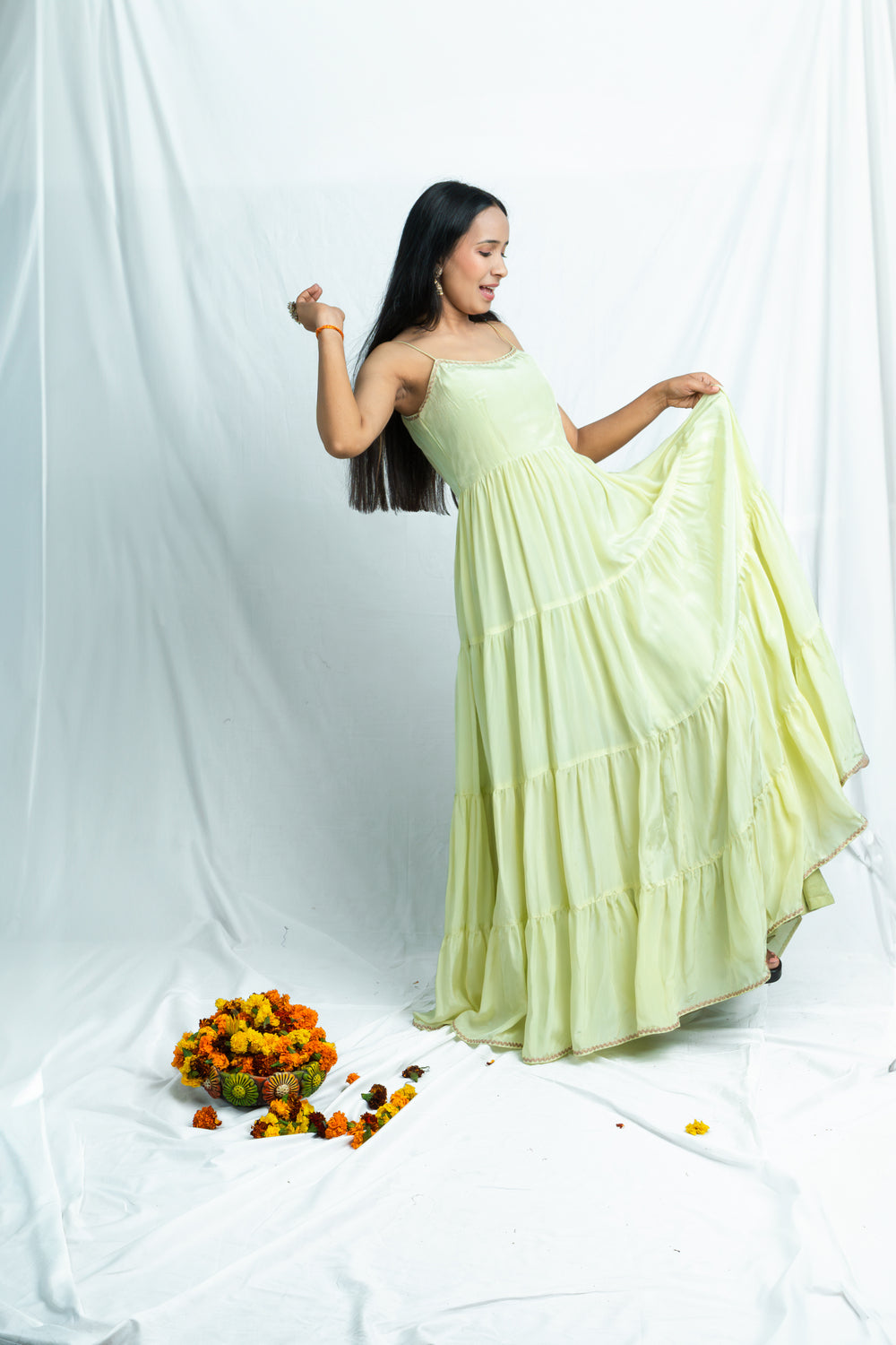 Pastel Elegance: Pista Green Anarkali with Dupatta
