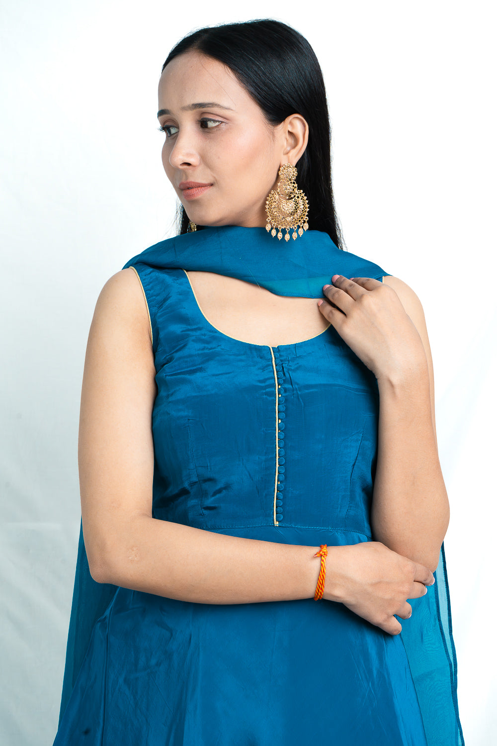 Crystal Teal Blue Sharara Set