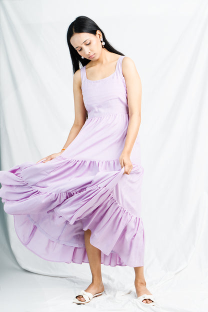 Breeze of Bliss: Lilac Tier Maxi Dress for Summer