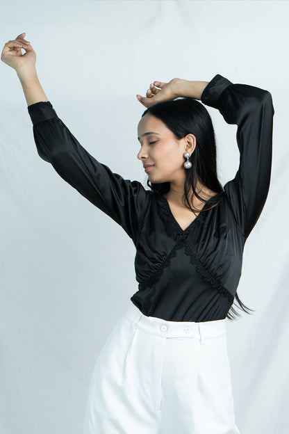 Satin V-Neck Top for Effortless Glamour