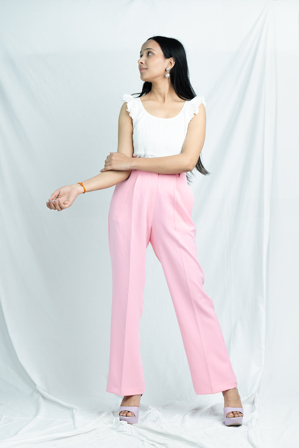Pink Straight Trousers for Office Sophistication