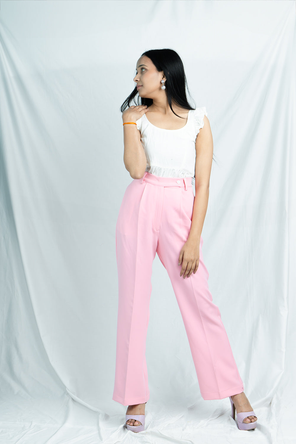 Pink Straight Trousers for Office Sophistication