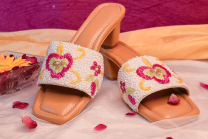 Whispering Petals Block Heel Elegance