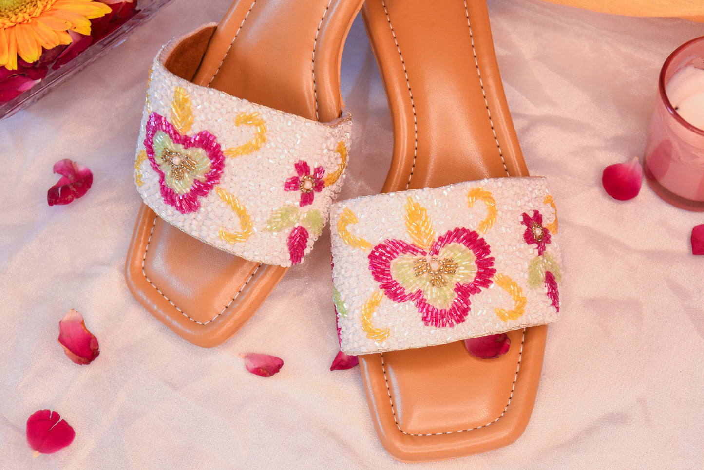 Whispering Petals Block Heel Elegance